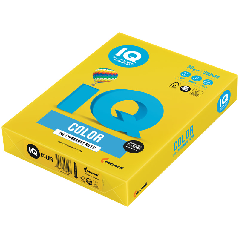 Бумага для принтера А4 IQ Color intensive 80г 500л ярко-желтый G50