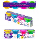 Набор для лепки Genio Kids Тесто-пластилин Неоновые цвета 4 цвета картон пленка