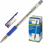 Ручка шариковая синяя Beifa AA999 0,5мм прозр корп с рез грипом/50