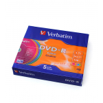Диск DVD-R Verbatim 43557 4.7Gb 16x Slim Color (5шт/уп)/20