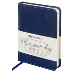 Ежедневник датированный 2023 А6 100х150мм Brauberg Imperial под кожу синий