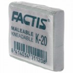 Ластик-клячка художественный FACTIS K 20 (Испания), 37x29x10 мм, супермягкий, серый, CCFK20