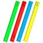 Линейка пластиковая 30 см, BRAUBERG, непрозрачная, неоновая, ассорти
