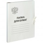 Папка для бумаг с завязками OfficeSpace, Герб России,картон немелованный, 300г/м2,белый, до 200л.