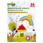 Бумага для акварели А4 в папке, 20 л., 200 г/м2, индивидуальная упаковка, BRAUBERG KIDS, "Я рисую ми