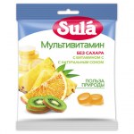 Карамель леденцовая Sula Мультивитамин без сахара с витамином С 60г