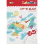 Картон белый А4 16л мелованный ColorPics в папке №1 School