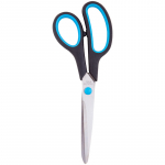 Ножницы 21,5см OfficeSpace эргономичные ручки черные с синими вставками ПВХ чехол/12    264904
