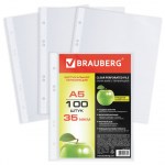 Файл (вкладыш) А5 148х210 мм,35 мкм, BRAUBERG вертикальные 100шт/упак