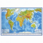 Карта мира физическая Brauberg 101х66см 1:29М с ламинацией, интерактивная европодвес