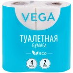 Туалетная бумага 2сл 4шт Vega эко 15м тиснение белая