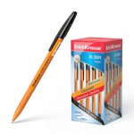 Ручка шариковая чёрная Erich Krause R-301 Orange Stick, узел 0.7мм