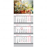 Календарь 2022г квартальный 3бл на 3гр OfficeSpace Летние цветы