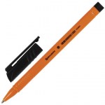 Ручка шариковая черная Brauberg Solar 1мм трехгранная корпус оранжевый