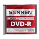 Диск DVD-R SONNEN, 4,7 Gb, 16x, Slim Case (1 штука)
