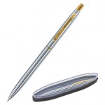 Ручка подарочная шариковая синяя корпус серебро с золото деталями  Brauberg Brioso