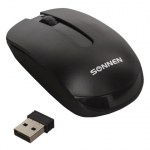 Мышь беспроводная Sonnen M-3032 USB 1200dpi 2кнопки + 1колесо-кнопка оптическая черная