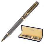 Ручка подарочная шариковая синяя Galant Dark Chrome корпус мат хром золот детали пишущий узел 0,7мм