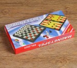 Настольная игра 3в1 Зук нарды шахматы шашки магнитная доска 24,5х24,5см
