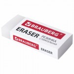 Ластик прямоугольный большой BRAUBERG EXTRA 60х24х11мм белый экологичный ПВХ картонный держате