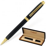 Ручка шариковая 0,7мм пишущий узел Galant Black корпус черный золотистые детали синяя