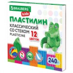 Пластилин 12цв классический Brauberg Kids 240г стек