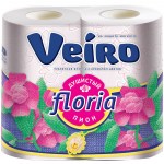 Туалетная бумага 04шт Veiro Floria Душистый пион 17,5м 2-сл рисунок тиснение белая втулка