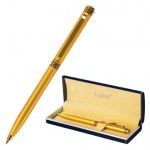 Ручка подарочная шариковая синяя Galant Ingrid тонкий корпус золотистый золотистые детали узел 0,7мм