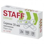 Скрепки 28мм оцинк Staff Everyday 100шт/уп в картонной коробке Россия
