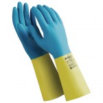 Перчатки латексные XL Manipula Союз (10-10,5р-р) х/б напыление синий с желтым