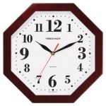 Часы настенные Troyka восьмигранник бордовая рамка    41431416