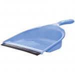 Совок для мусора  низкая ручка с резиновой кромкой 23см пластик голубой OfficeClean