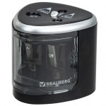Точилка электрическая Brauberg Dual для 2 диаметров карандашей! 4 батарейки АА черная