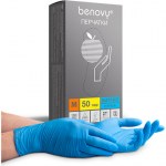 Перчатки нитролые М смотровые комплект 50 пар Benovy Nitrile Chlorinated