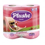 Туалетная бумага 04шт Plushe Classic Клубника 18м 2-сл розовая втулка 