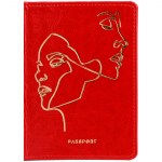 Обложка для паспорта OfficeSpace Life line иск кожа красный тиснение фольгой