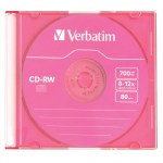 Диск CD-RW Verbatim 700 Mb 8х-12х Colour Slim Case