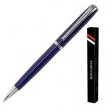 Ручка шариковая 0.7мм синяя подарочная корпус синий узел 1мм Brauberg Cayman Blue