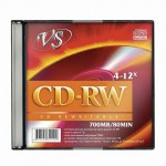 Диск CD-RW VS 700Mb 4-12x Slim Case (1 штука), VSCDRWSL01 (ш/к - 20199)
