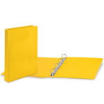 Папка на 4 кольцах 50мм Brauberg картон/ПВХ с прозр карманом желтая до 400л 223533