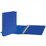 Папка на 4 кольцах 50мм Brauberg картон/ПВХ с прозр карманом синяя до 400л 223530