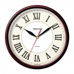 Часы настенные Troyka круг белый коричневая рамка