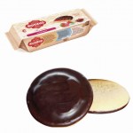 Печенье Яшкино "Клубника", сдобное, с бисквитом, джемом и шоколадной глазурью