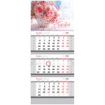 Календарь 2022г квартальный 3бл на 3гр OfficeSpace Tender flowers