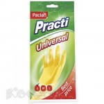 Перчатки латексные S Paclan Practi Universal х/б напыление желтый/100 