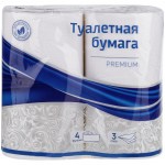 Туалетная бумага 04шт OfficeClean Premium 14м 3-сл тиснение белая втулка