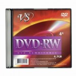 Диск DVD-RW VS 4,7Gb 4x Slim Case (1 штука), VSDVDRWSL01 (ш/к - 20809)
