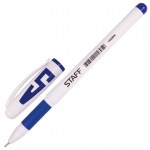 Ручка гелевая синяя Staff Manager 0,5мм грип корпус белый игольчатый