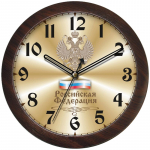 Часы настенные Камелия Герб круг коричневая рамка