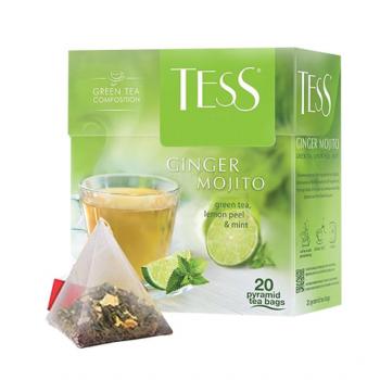 Чай 20пак Tess Ginger Mojito зеленый цитрус имбирь мята пирамидки